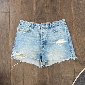 Zara Light Blue Distressed Jean Shorts